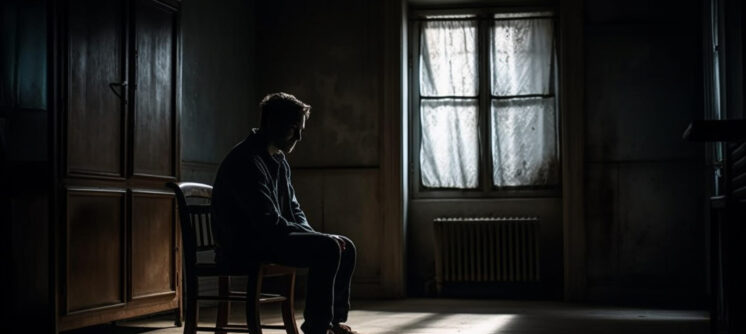 middle aged man sitting on a chair due to depression