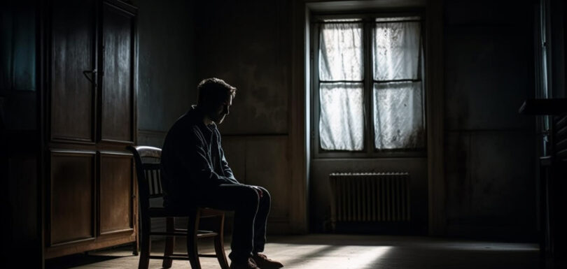 middle aged man sitting on a chair due to depression