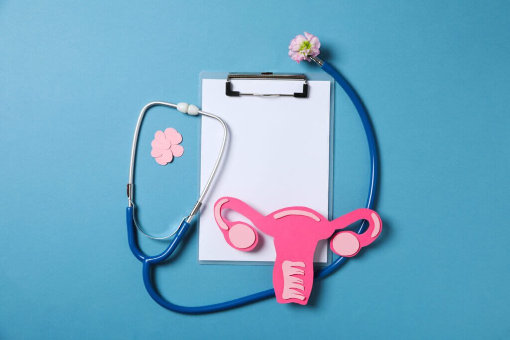 Women's health and women's healthcare concept with uterus